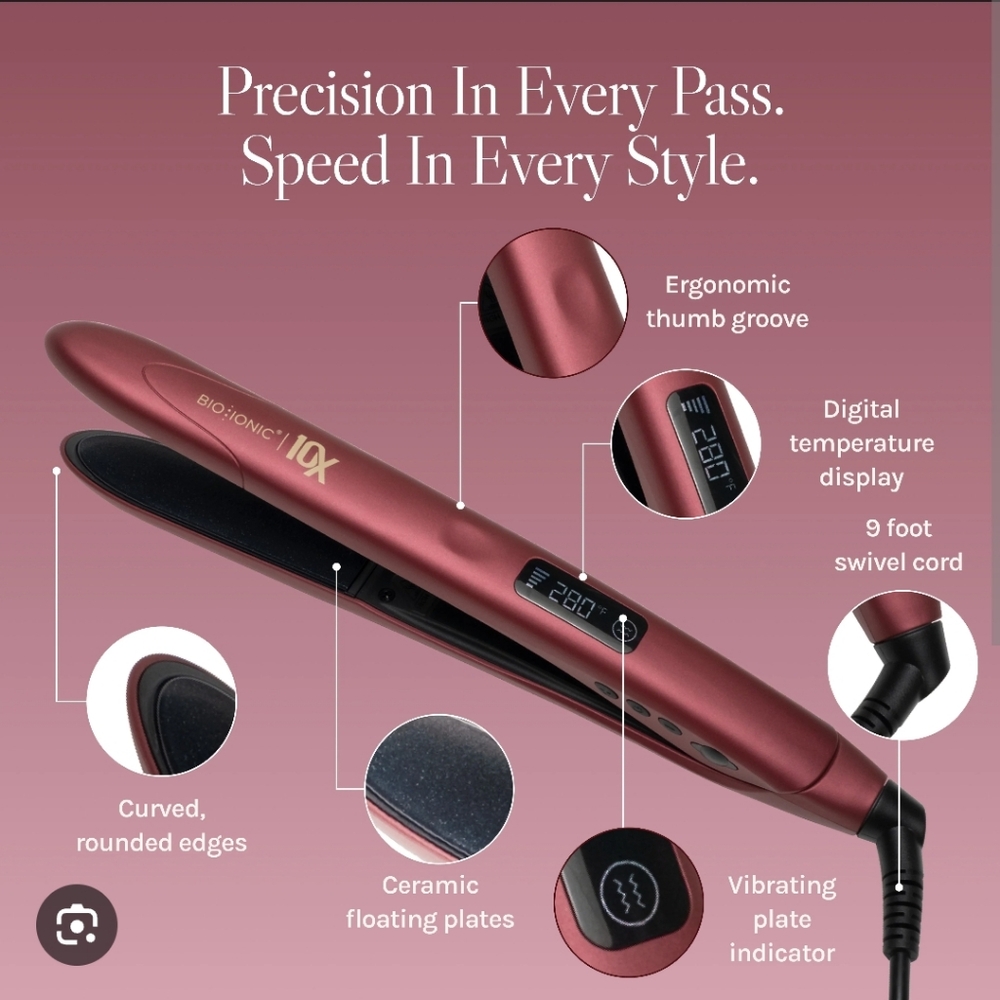 New BIO IONIC 10X Styling Flat Iron 1 Inch - Picture 2 of 2